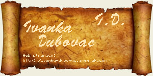 Ivanka Dubovac vizit kartica